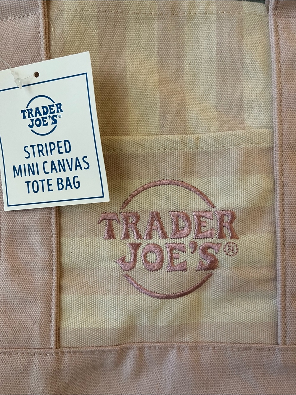 Trader Joe’s Pink Striped Mini Canvas Tote Bag 🌸 - Picture 2 of 6